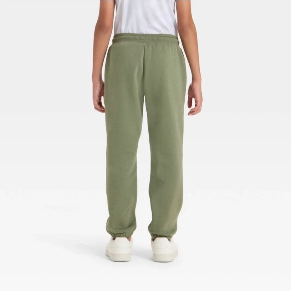 All In Motion Kids Fleece Joggers Olive Green Active Comfort Pants XS 4/5 NEW‎